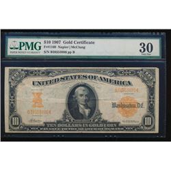 1907 $10 Gold Certificate PMG 30
