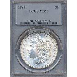 1885 $1 Morgan Silver Dollar Coin PCGS MS65