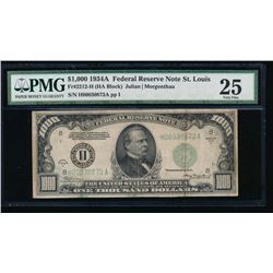 1934A $1000 St Louis Federal Reserve Note PMG 25