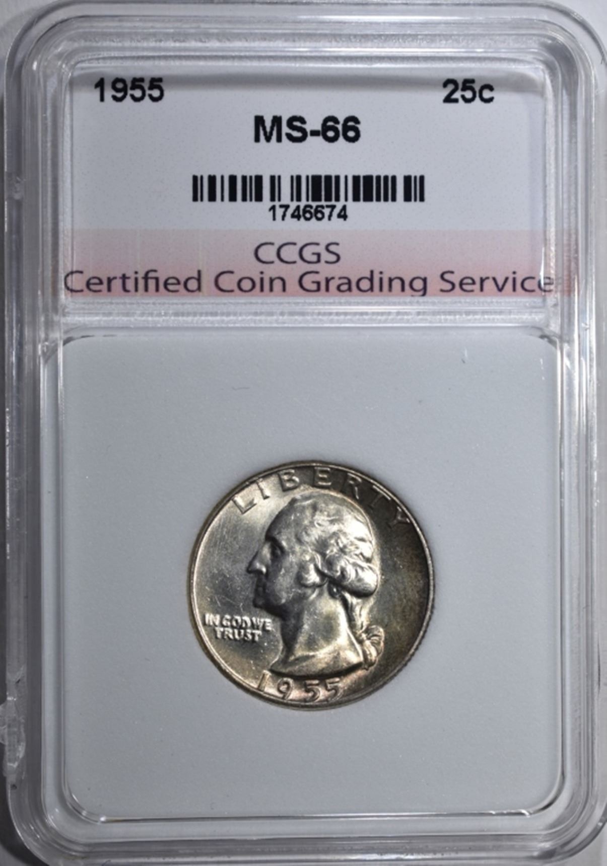 1955 WASHINGTON QUARTER CCGS SUPERB GEM