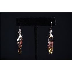 A pair of woman's earrings.