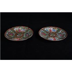 A pair of Guangzhou export famille-rose dishes.