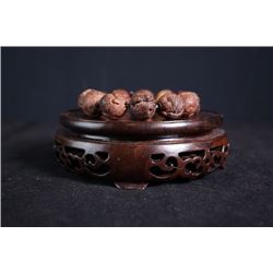 A rosewood carved "Chinese zodiac" bead bracelet.