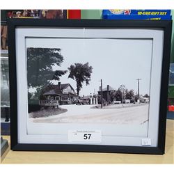 BLACK/WHITE PRINT OF GAST STATION COCA COLA SIGNS, ETC