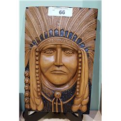 CARVED INDIAN CHIEF PLAQUE