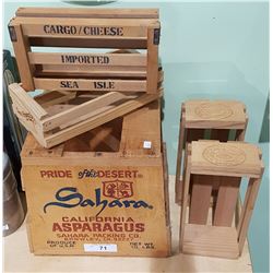 5 SMALL WOOD BOXES INC 4 SMALL DISPLAY CASE