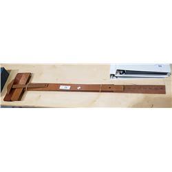 3 VINTAGE DRAFTING T-SQUARES & WOOD RULER