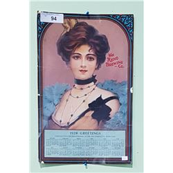 RENO BREWING CO. 1928 CALENDAR