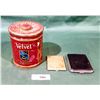 Image 1 : 1920'S VELVET TOBACCO TIN & 2 VINTAGE CIGARETTE CASES