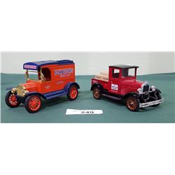 2 DIE CAST TRUCK COIN BANKS