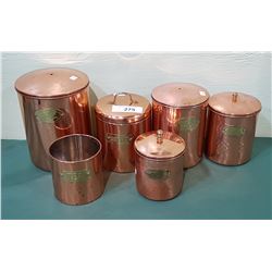 6 COPPER CANNISTERS