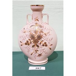 VICTORIAN HAND PAINTED SATIN GLASS VASE