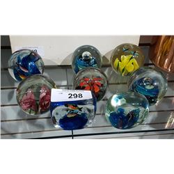 8 ART GLASS PAPERWEIGHTS