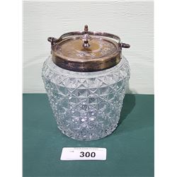 VINTAGE GLASS BISCUIT BARREL