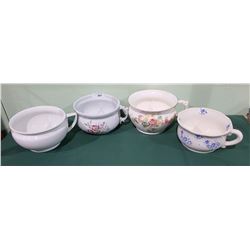 4 VINTAGE CHAMBER POTS