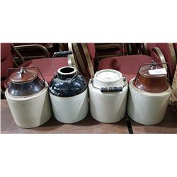 4 VINTAGE PICKLE CROCKS