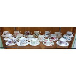 18 ENGLISH BONE CHINA TEACUPS/SAUCERS