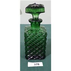 VINTAGE GREEN GLASS WHISKEY DECANTER