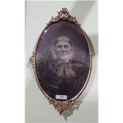 ANTIQUE FRAMED PHOTO W/CONVEX GLASS