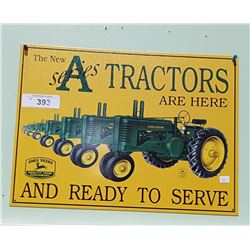 JOHN DEERE A SERIES TRACTORS TIN SIGN