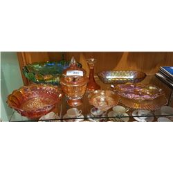 LOT OF 8 PCS CARNIVAL GLASS