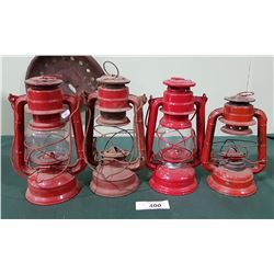 4 VINTAGE BARN LANTERNS