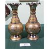 Image 1 : PAIR ETCHED BRASS VASES