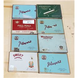8 VINTAGE FLAT PACK CIGARETTE TINS