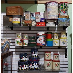 LARGE LOT VINTAGE COLLECTIBLE TINS & CANNISTER SETS