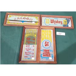 4 VINTAGE BAR MIRRORS