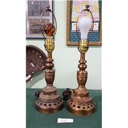 PAIR VINTAGE BRASS TABLE LAMPS
