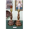 Image 1 : PAIR VINTAGE BRASS TABLE LAMPS