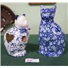Image 1 : 2 BLUE/WHITE DÉCOR CATS