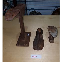 3 ANTIQUE CAST IRON SHOE FORMS