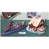 Image 1 : CERAMIC COTTAGE TEALIGHT HOLER & RESIN NATIVE IN CANOE