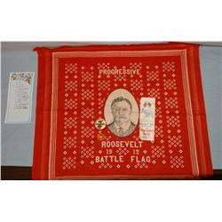 1912 Progressive Party Founder’s Day Flag with 1912 T. Roosevelt pin and Bull Moose Party pin