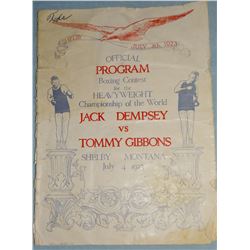 1923 Dempsey Gibbons Fight Program, July 4th, 1923, original