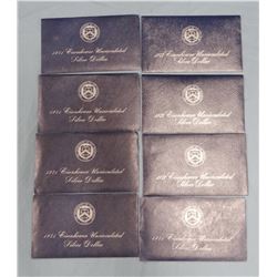 8 Eisenhower un-circ. silver dollars