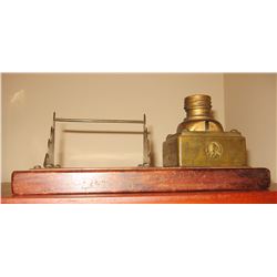 Vintage copper/brass inkwell and base