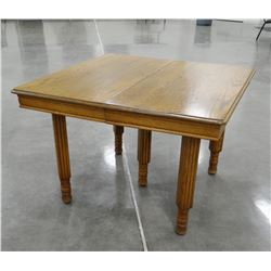 Oak dining table, 42” square, 3 leaves