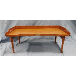 Oak bed service tray with legs, Sargent MFG CO.,14.75"d x 25"w x 10.5"T