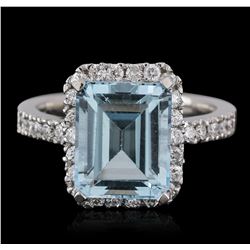 14KT White Gold 5.46 ctw Topaz and Diamond Ring