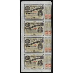 Uncut Sheet of (4) State of Louisiana Baby Bond Obsolete Notes