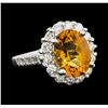 Image 1 : 3.00 ctw Citrine and Diamond Ring - 14KT White Gold