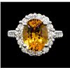 Image 2 : 3.00 ctw Citrine and Diamond Ring - 14KT White Gold