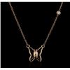 Image 1 : 14KT Rose Gold 0.03 ctw Diamond Butterfly Necklace