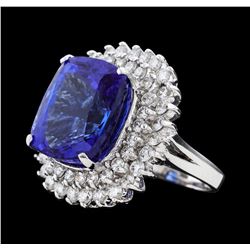 18.07 ctw Tanzanite and Diamond Ring - 14KT White Gold