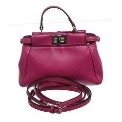 Fendi Pink Nappa Leather Peekaboo Micro CrossbodyHandbag