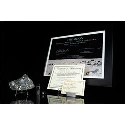 NWA 11303 Lunar Meteorite Slice, Lunar Dust, and Charlie Duke Signed Photograph