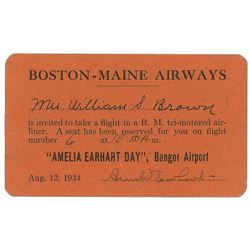 Amelia Earhart Signed Flight Card